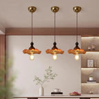 Ruffled Amber Glass Flower Pendant Light – Xelri – Hero Shot