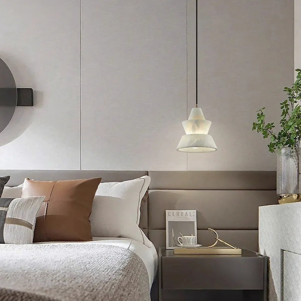Sculptural Carved Marble Pendant Light – Sarvenith – Lifestyle View 3
