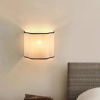 Curved Linen Half-Drum Wall Sconce – Elriven – Lifestyle View 3