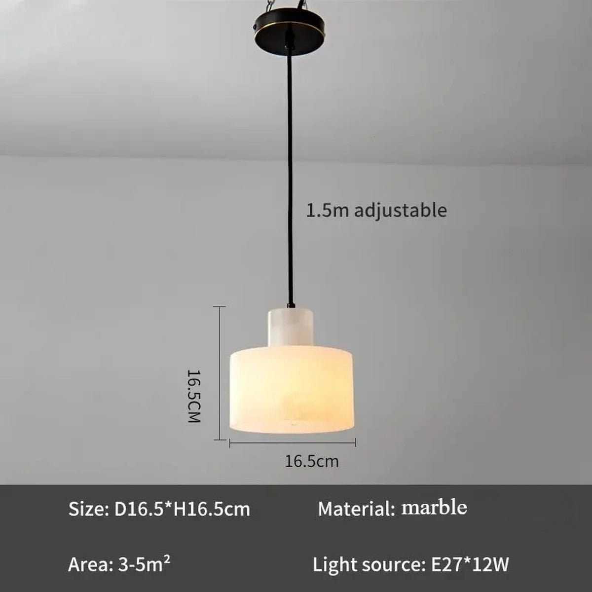 Alabaster Cylinder Pendant Light – Eolithis – Product Detail 7
