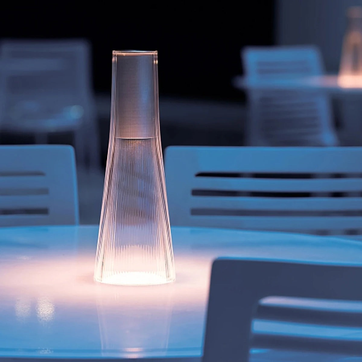 Rechargeable Ribbed Cone Cordless Table Lamp – Lumistro – Lifestyle View 2