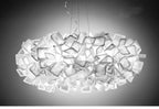 Lumero chandelier, pure white acrylic petals, pendant version