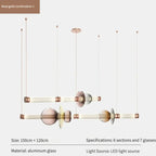 Glass Orb Linear Pendant Light Prismova — Style A — Rose Gold, 150+120cm set