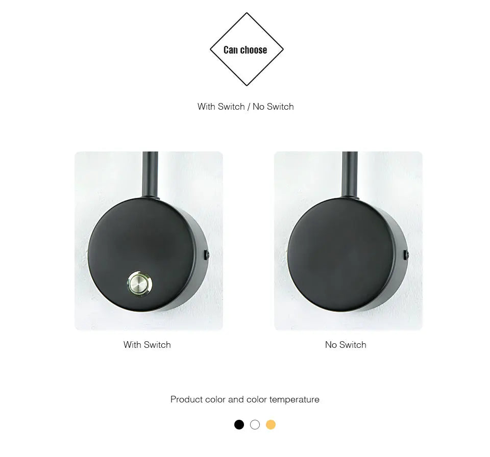 Pivoting Aluminum Disc Wall Sconce Alerion – With Switch vs No Switch base comparison