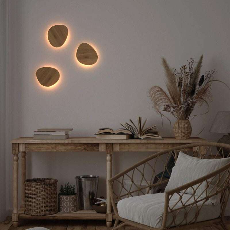 Sculptural Solid Wood Oval Wall Sconce Galion – Warm White 3000K Light