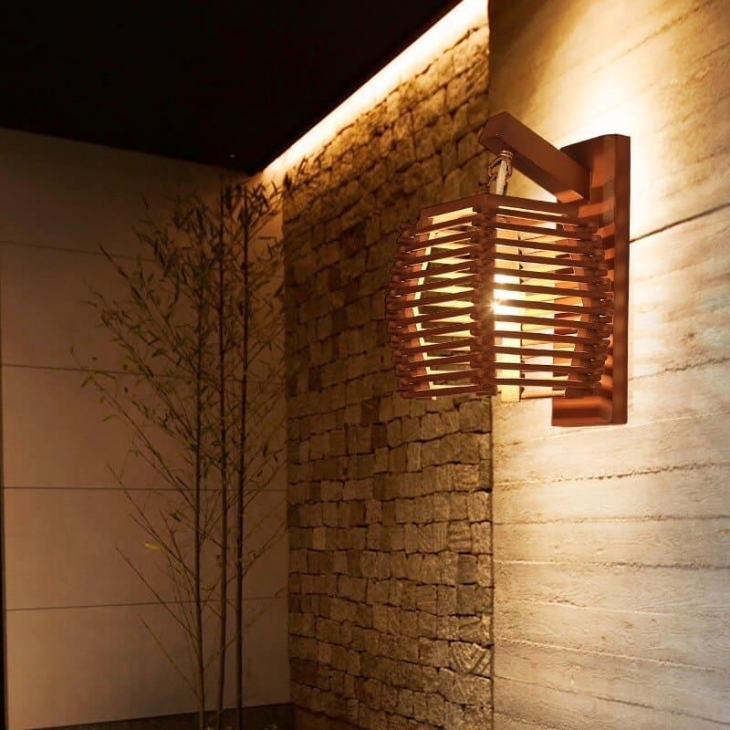 Handwoven Rattan Wall Sconce Galvon – Lifestyle View 2