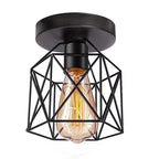 Geometric Wire Cage Ceiling Light Vexion – Lit Detail with Filament Bulb