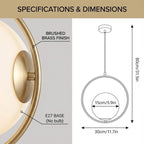 Aureon Brass Ring Opal Globe Pendant – Specifications & Dimensions