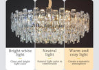 Prism-Cut Crystal Chandelier Axeliora – warm, neutral and cool white light temperature comparison