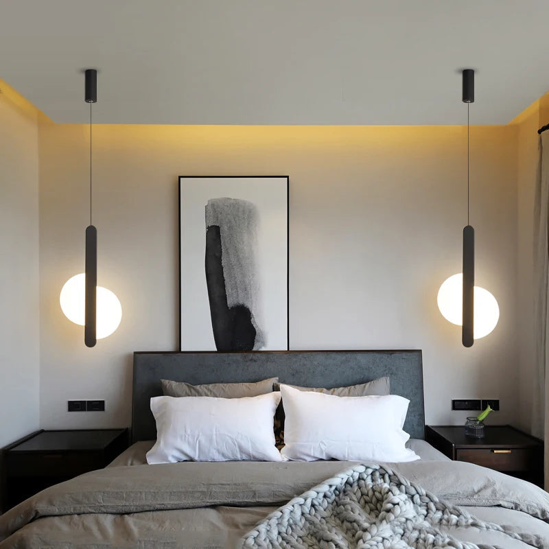 Aluminum Bar & Opal Globe Pendant Light – Axloren