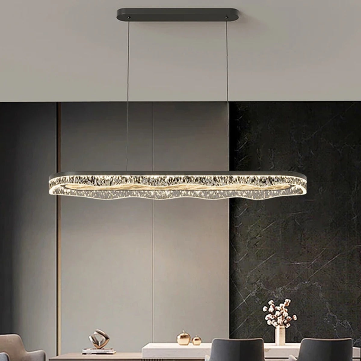 Wave Crystal LED Linear Pendant – Qevantis – Product Detail 6