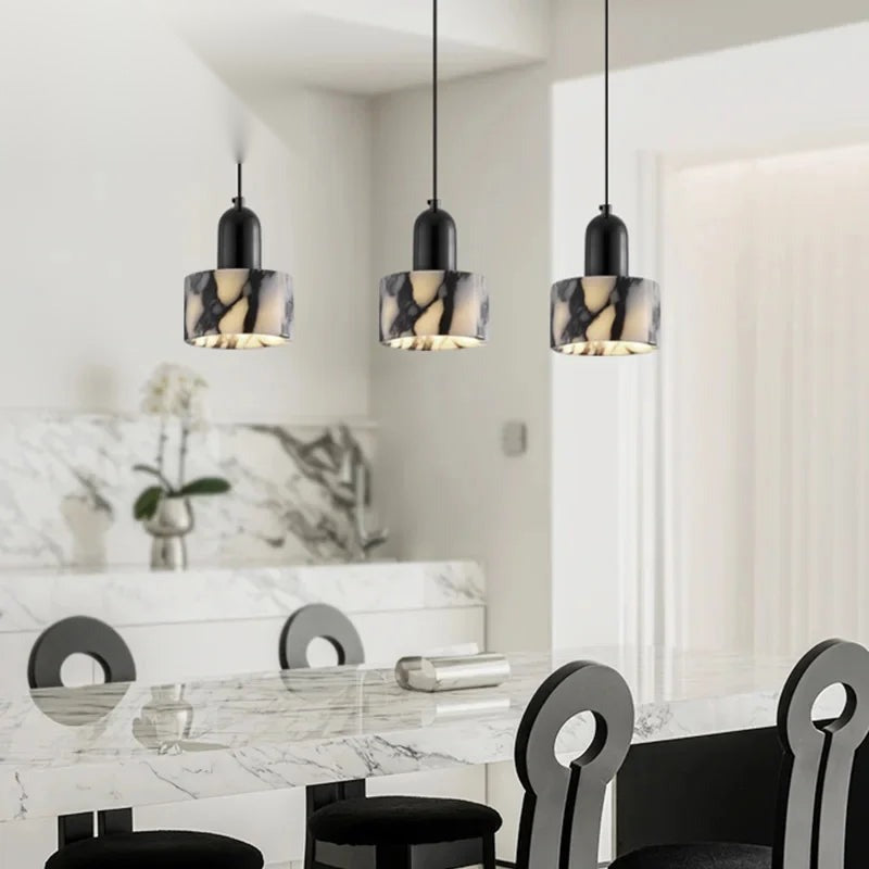 Polished Stone Sculptural Pendant Light Novineth - Kitchen Dining Lifestyle
