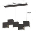 Evrixon cube cluster pendant — 5-head, all-black finish, 60 cm span