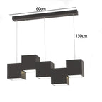 Evrixon cube cluster pendant — 5-head, all-black finish, 60 cm span