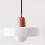 Colorful Glass Disc Pendant Light – Macarelle – Pink + White