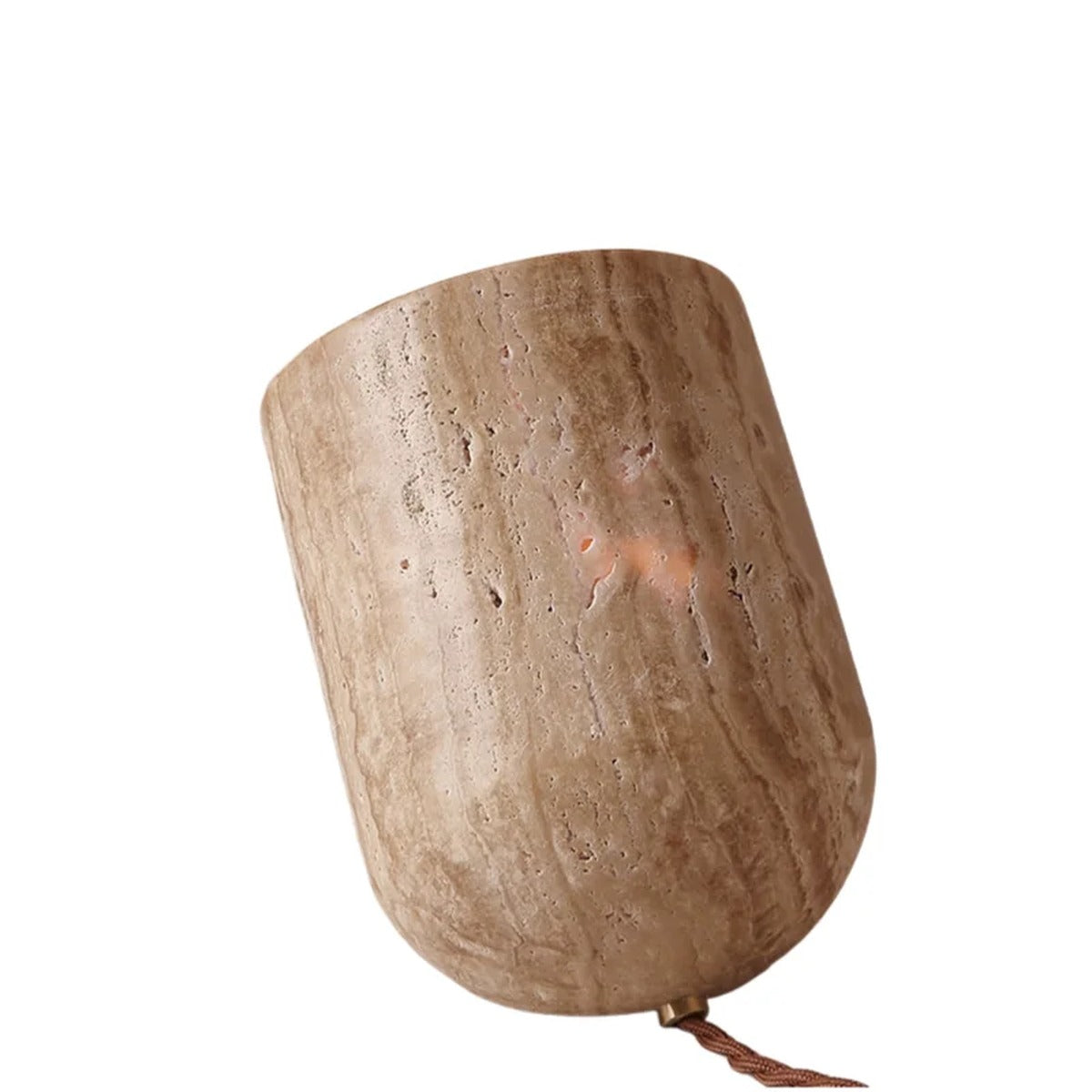 Natural Travertine Stone Table Lamp – Haelstora – Side View