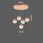 Sand-Textured Crystal Sphere Chandelier Orvenna — 5 Heads Round Canopy, Rose Gold
