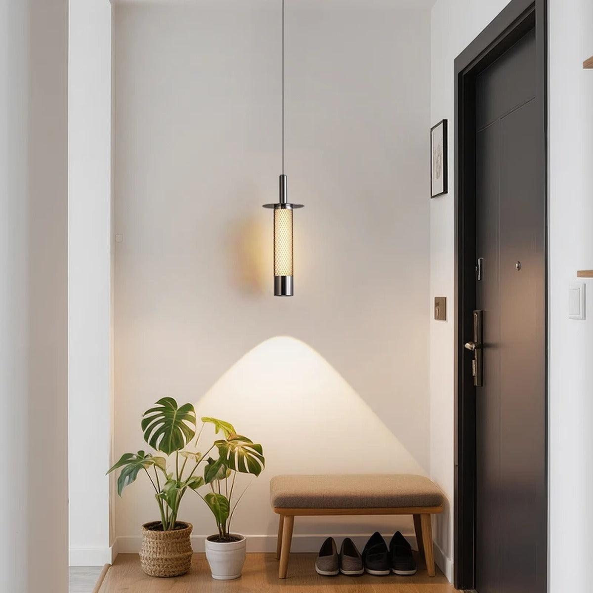 Mesh Cylinder Pendant Light – Byndor – Lifestyle View 4