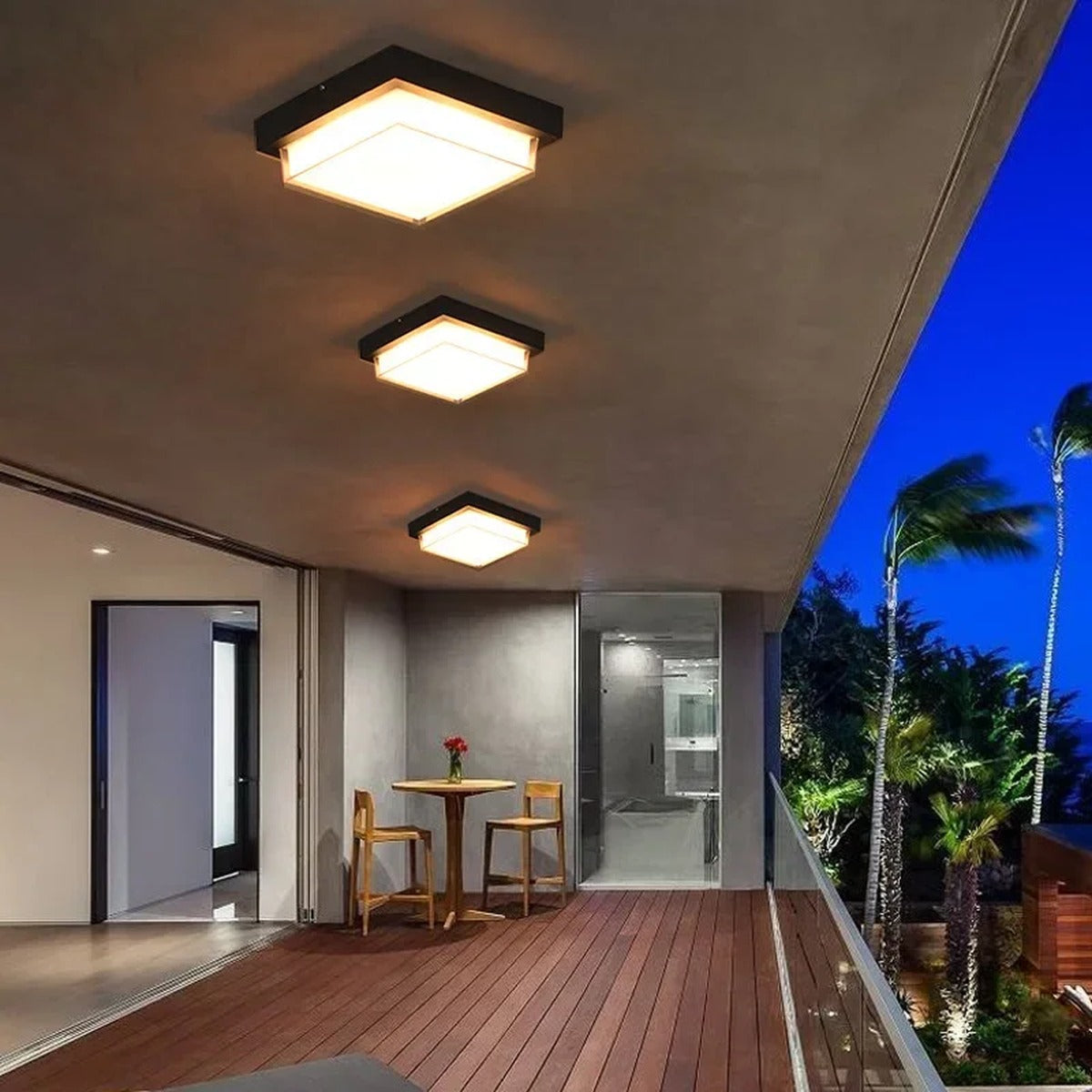 Square Outdoor Flush Ceiling Light – Kelmira – Hero Shot