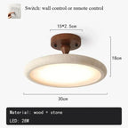 Stone & Walnut Flush Ceiling Light – Terrox – Product Detail 7
