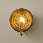 Carved Wood Disc Candle-Style Wall Sconce – Kaelorn – Hero Shot