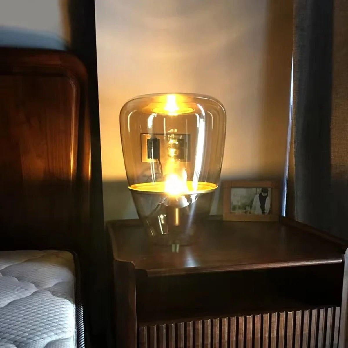 Smoked Glass Tapered Table Lamp Orvelux – Lifestyle View 2