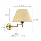 Brass Swing-Arm Pleated Shade Wall Sconce – Thelorn – Dimensions