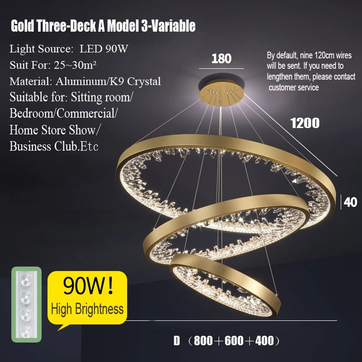 Multi-Ring Crystal Fringe Chandelier – Mevorath – Product Detail 17