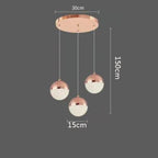 Sand-Textured Crystal Sphere Chandelier Orvenna — 3 Heads Round Canopy, Rose Gold