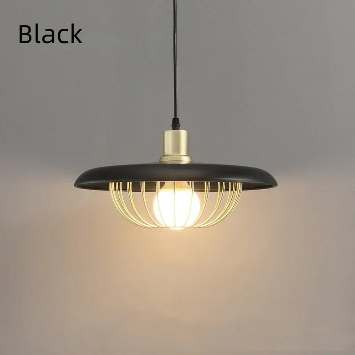Wood Disc & Brass Wire Cage Pendant Light – Belvora – Product Detail 8
