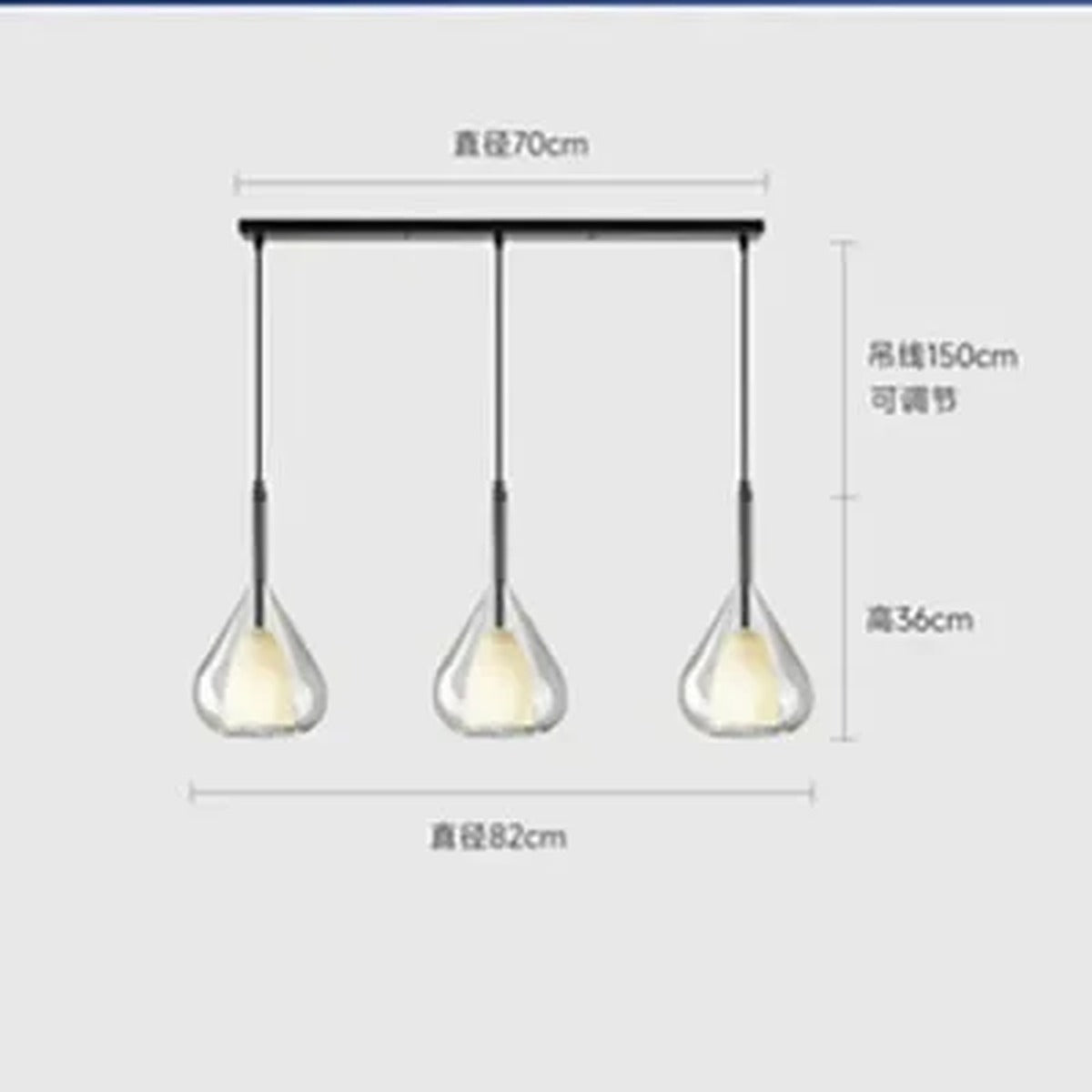 Pluvia 3-Light Linear Bar – Clear Smoke, Dimensions