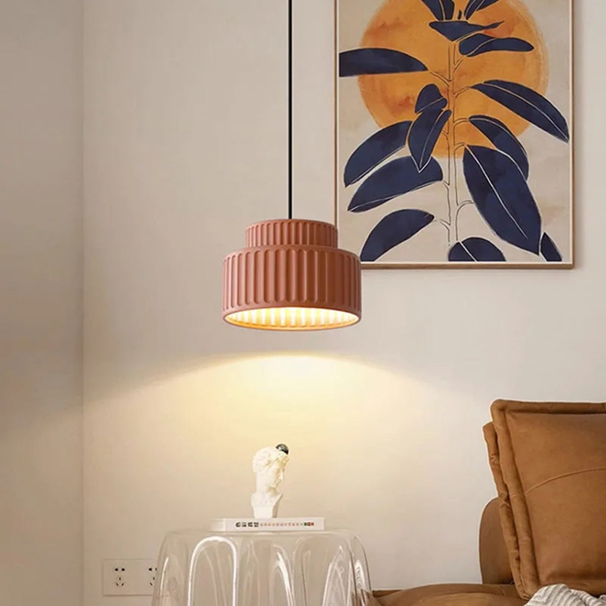 Tiered Ribbed Drum Pendant Light – Zenithral – Lifestyle View 3