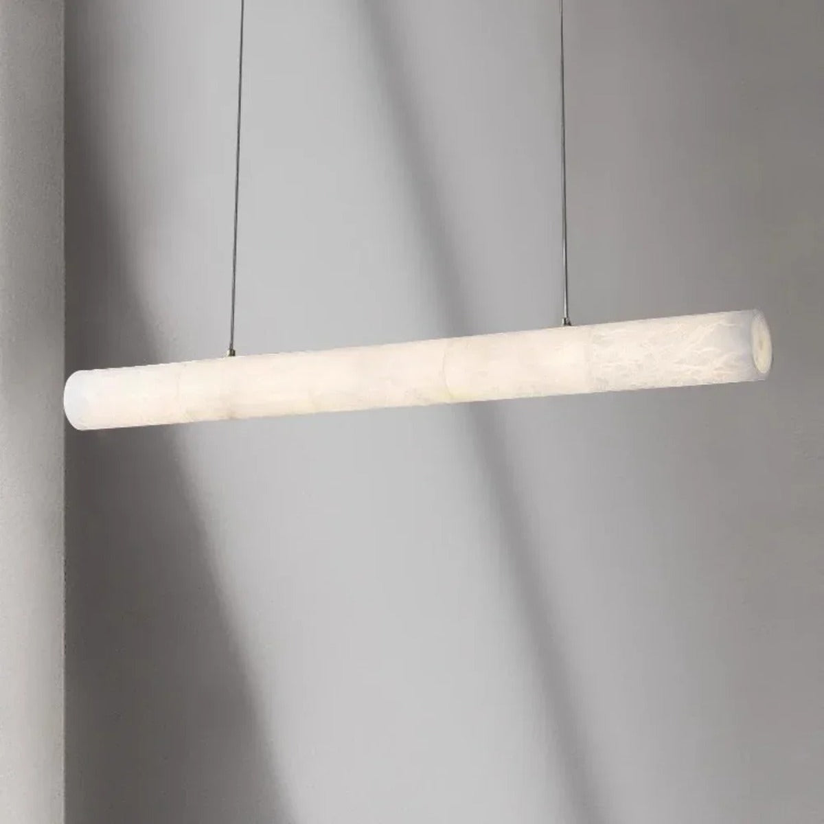 Alabaster Linear Tube Pendant Light Velantis – Studio View