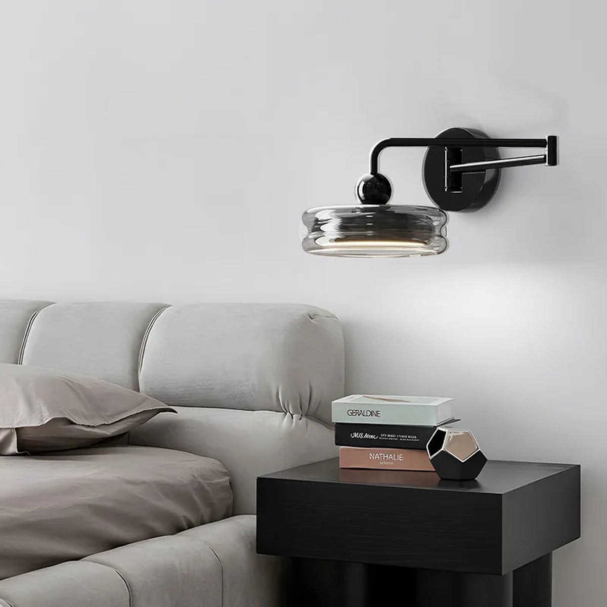 Articulated Arm Glass Ring Wall Sconce – Evorn – Lifestyle View 4