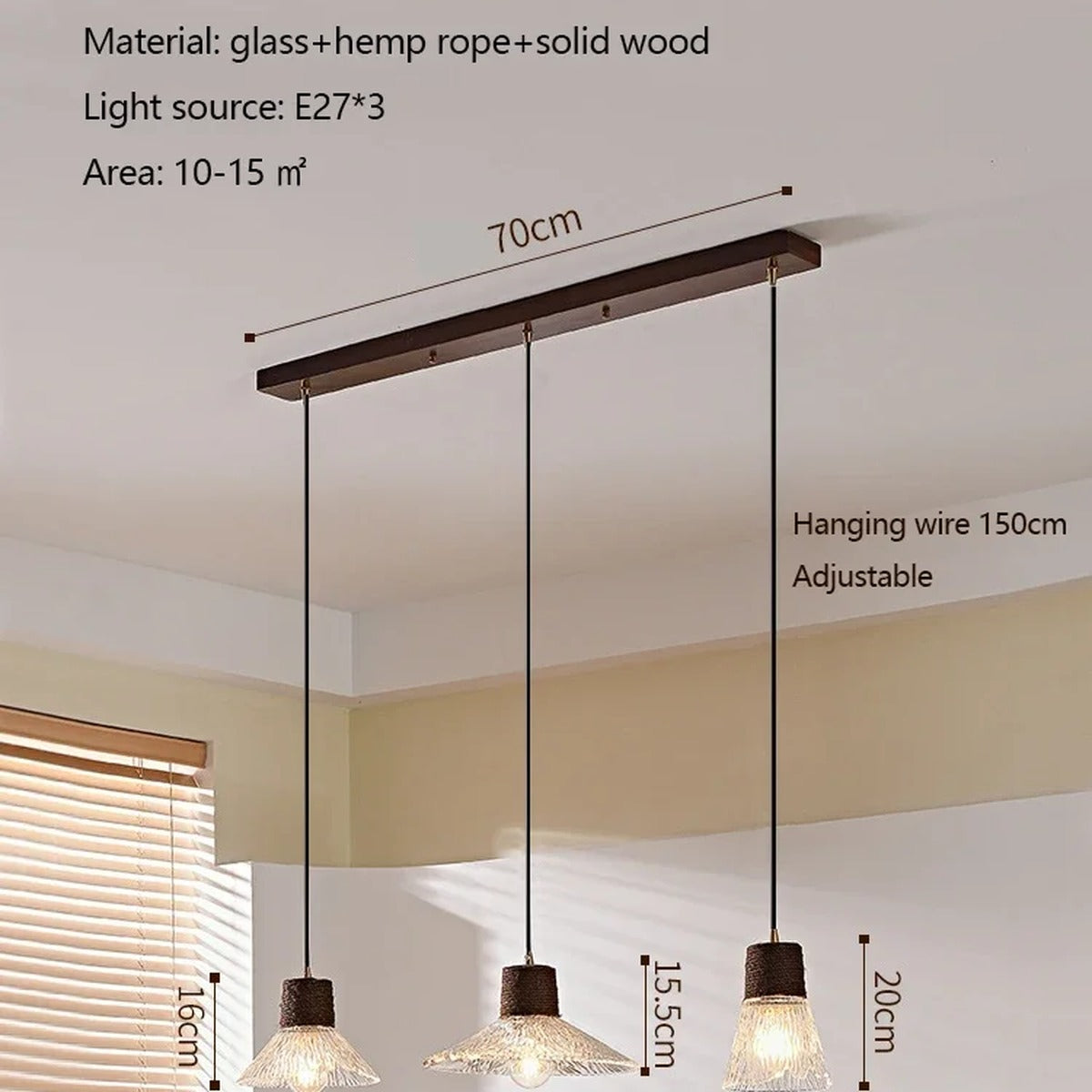 Rope-Collar Ridged Glass Pendant Light – Tevorn – Product Detail 16