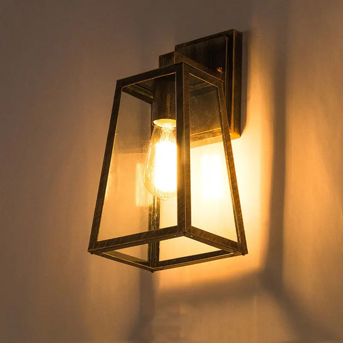 Tapered Cage Lantern Outdoor Wall Light – Orivex – Lifestyle View 2
