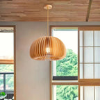 Bent Wood Veneer Orb Pendant Light – Wevorn – Lifestyle View 4