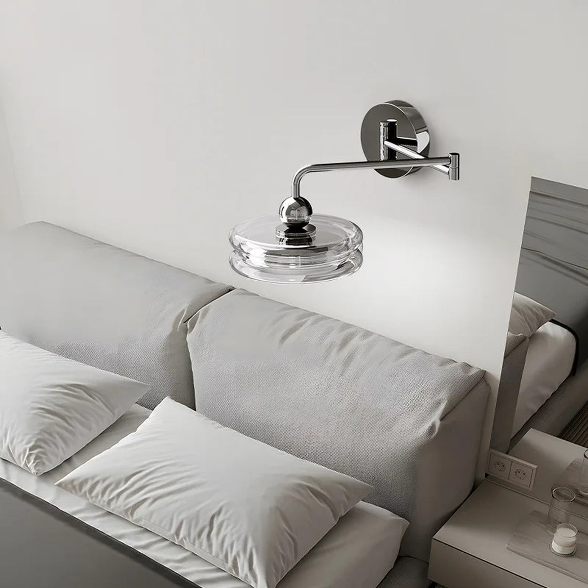 Articulated Arm Glass Ring Wall Sconce – Evorn – Hero Shot