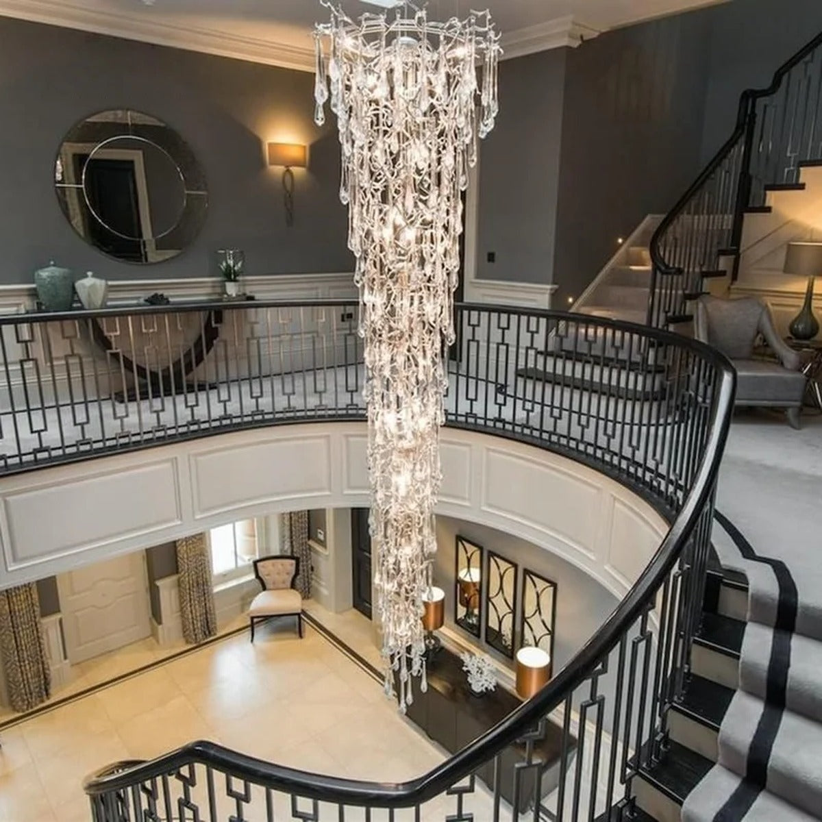 Crystal Icicle Cascade Chandelier – Larvex – Lifestyle View 3