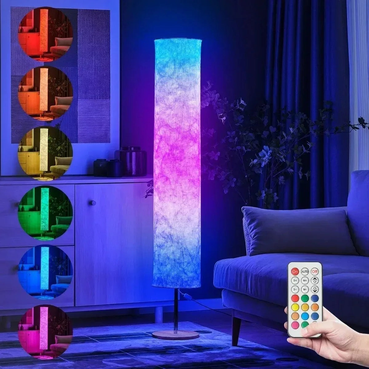 Soft Glow Fabric Column Floor Lamp – Xvirath – Hero Shot