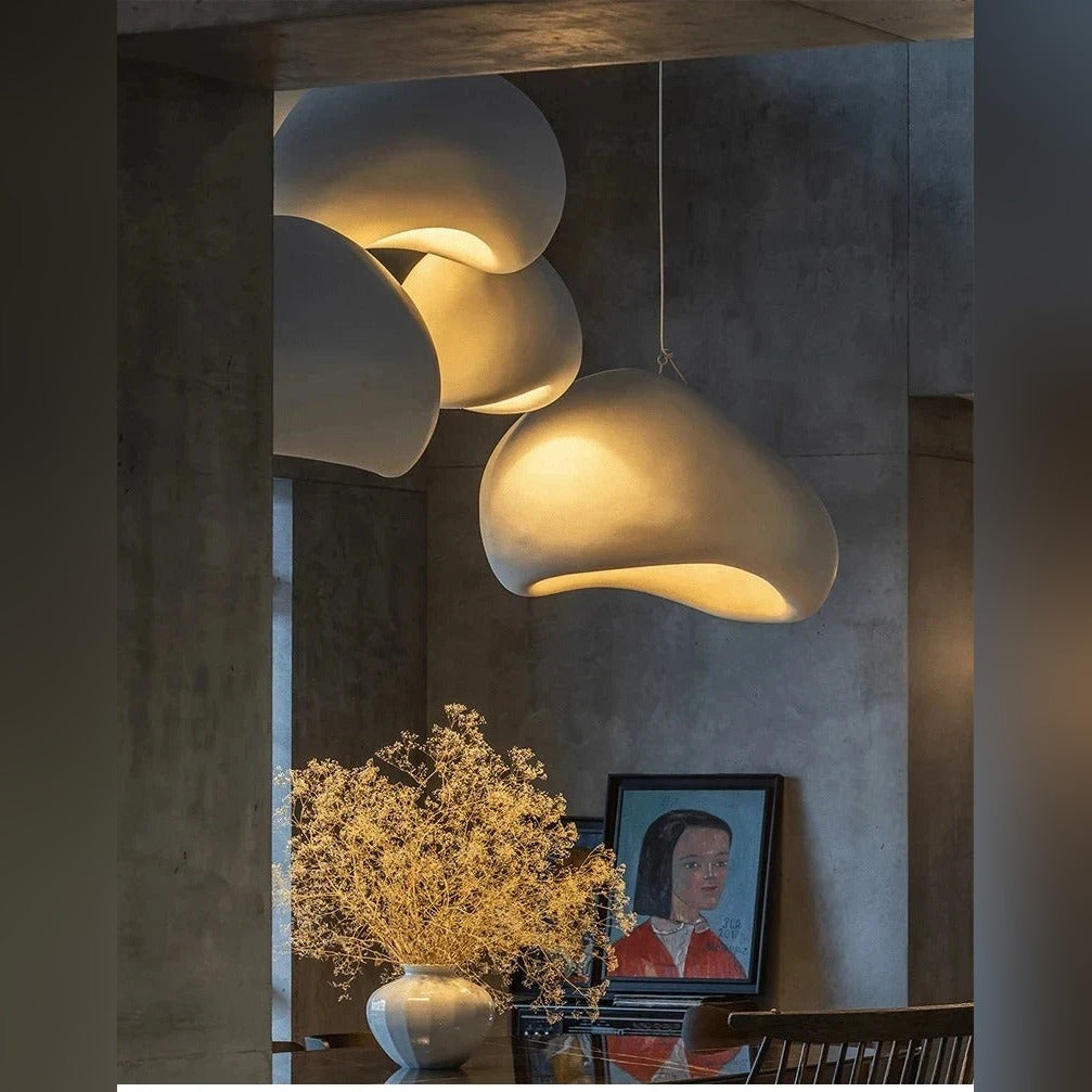 Waldrixa sculptural orb pendant lights in a grand foyer, multiple sizes