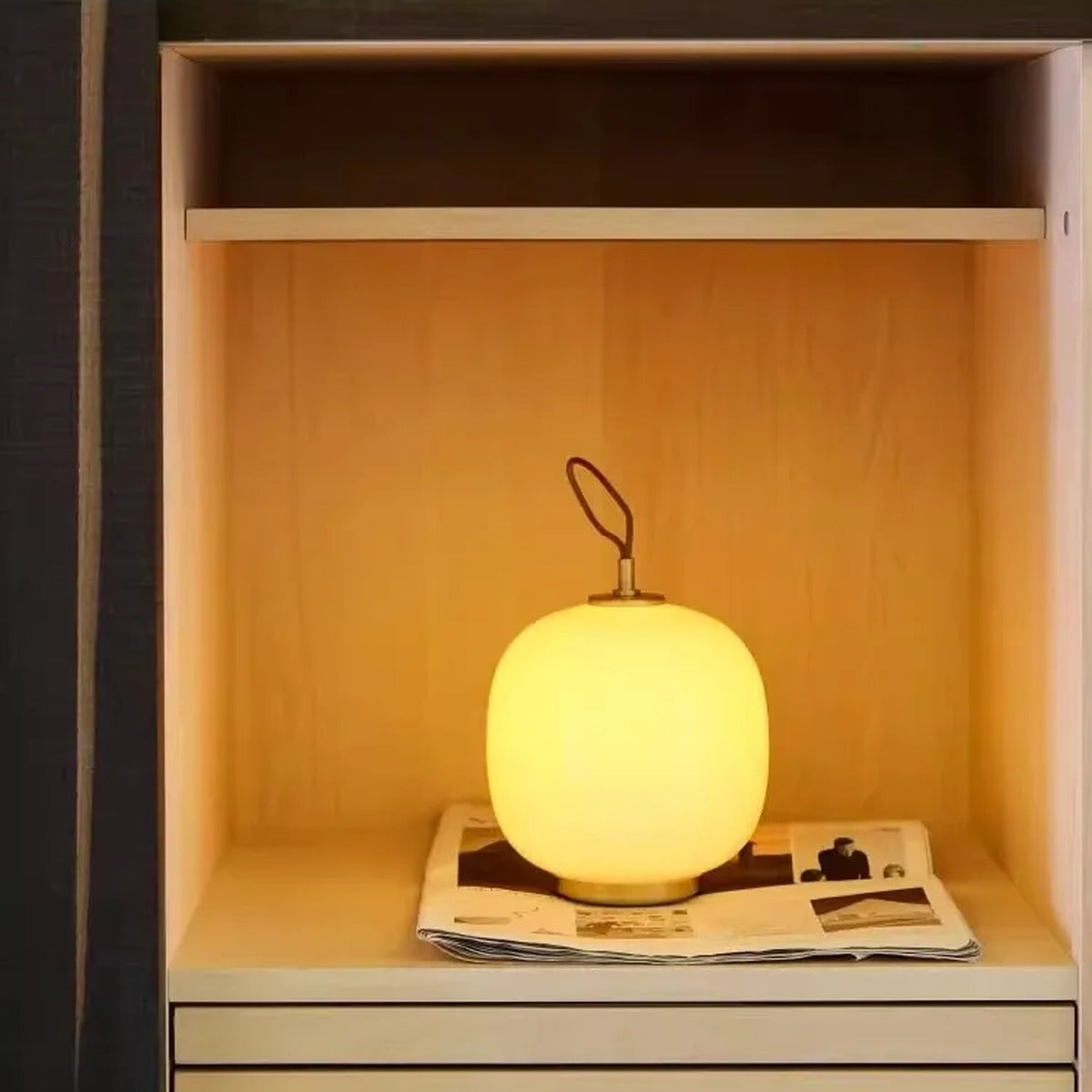 Portable Glass Globe Cordless Table Lamp – Harlixon – Lifestyle View 3