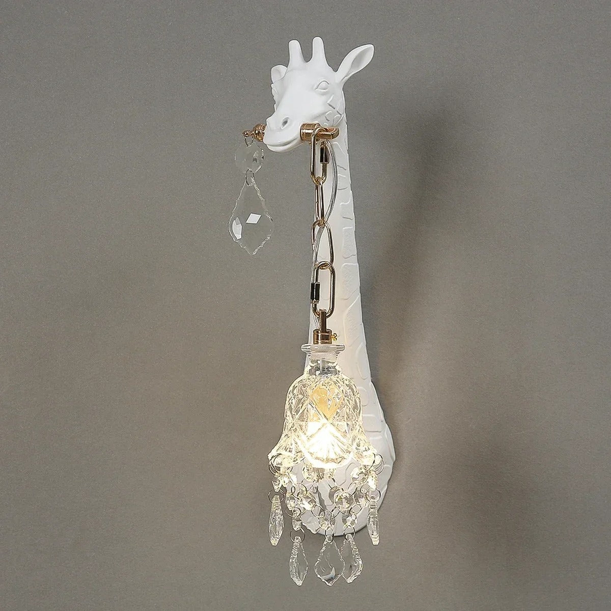 Serengeti giraffe wall sconce, white finish, right-facing single — detail