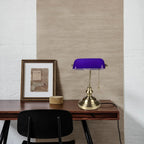Banvex lamp – violet glass shade and antique brass arm detail