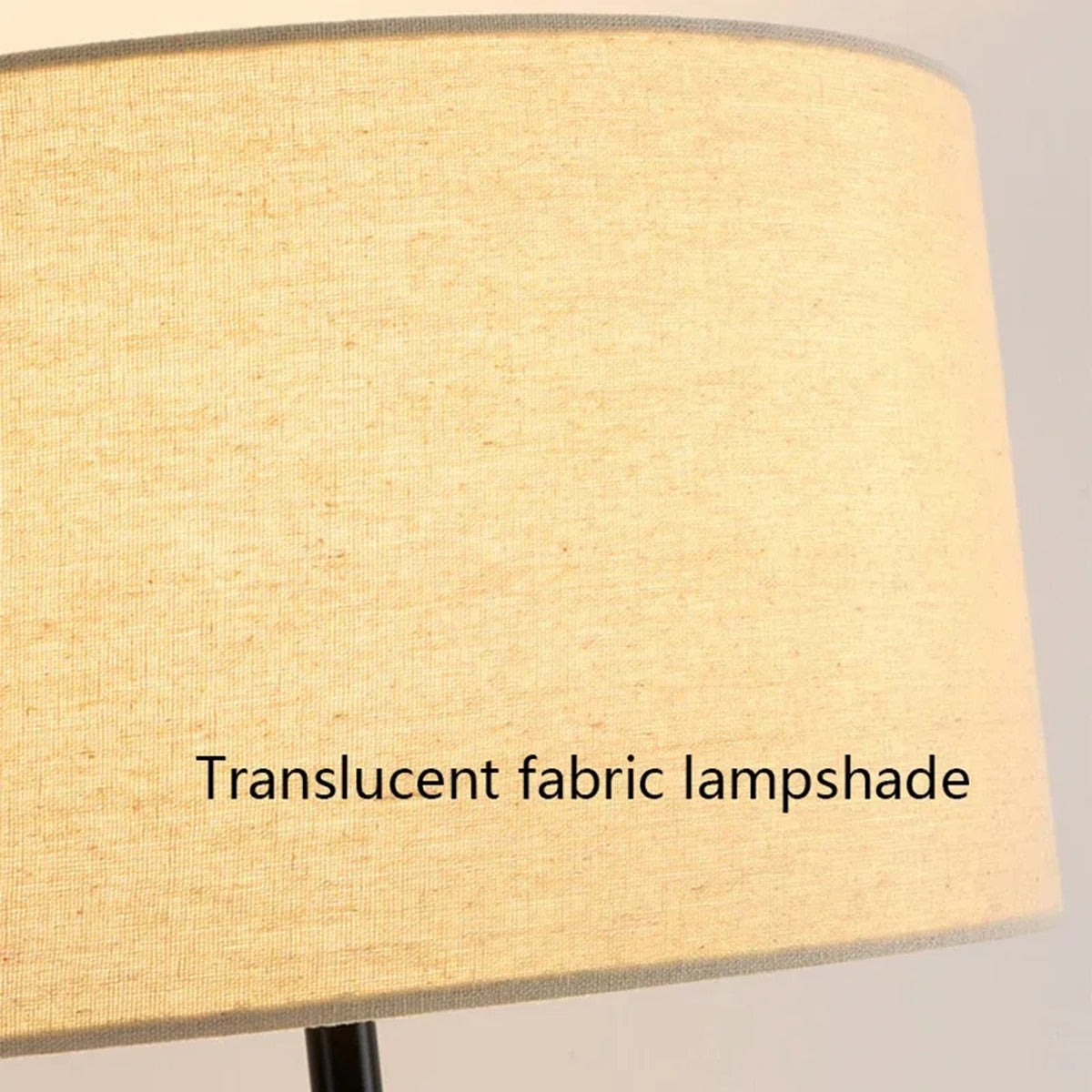 Silent linen drum floor lamp brass black stem contemporary