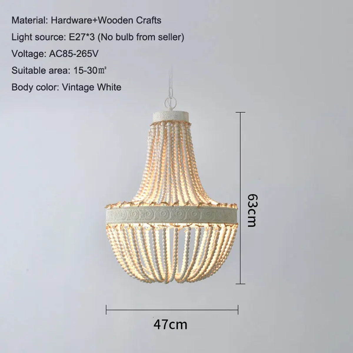 Bohemian Wooden Bead Empire Chandelier – Teruko – Product Detail 8