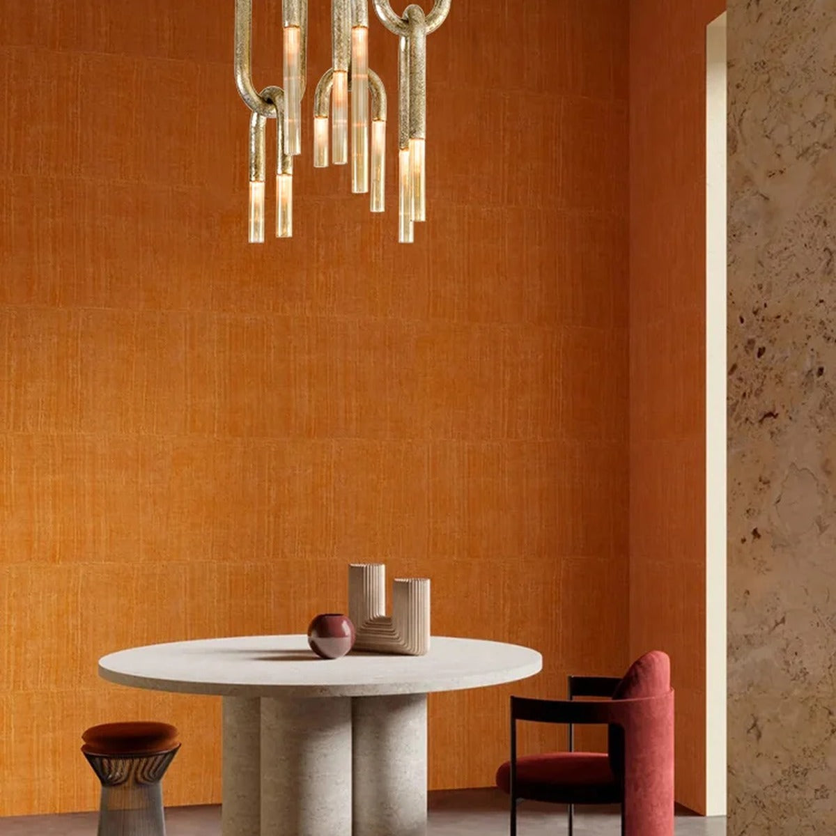 Sculptural Link Chandelier Parvorn – lifestyle view, dining room