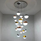 Sand-Textured Crystal Sphere Chandelier Orvenna — grand staircase installation