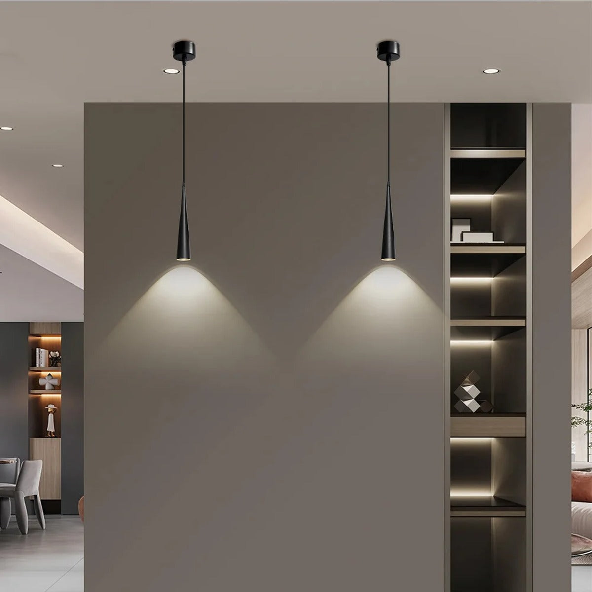 Minimalist Black Metal Pendant Light Restrix – Lifestyle View 3