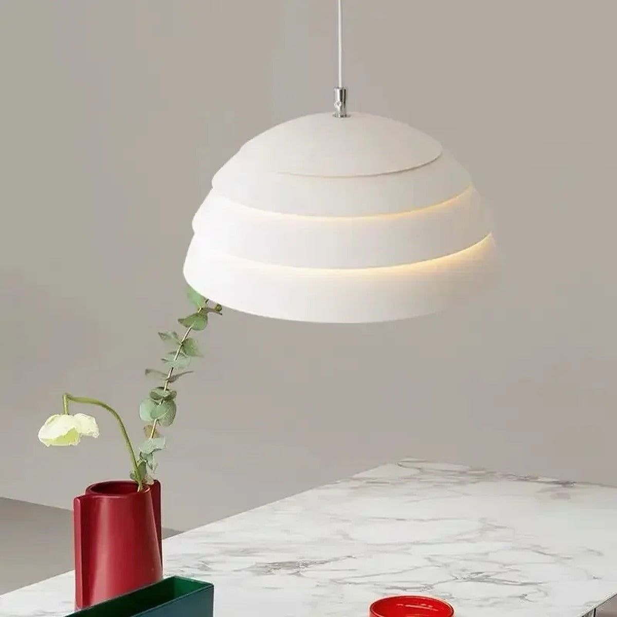 Tiered Dome LED Pendant Light Brevion — close-up tier gap light emission